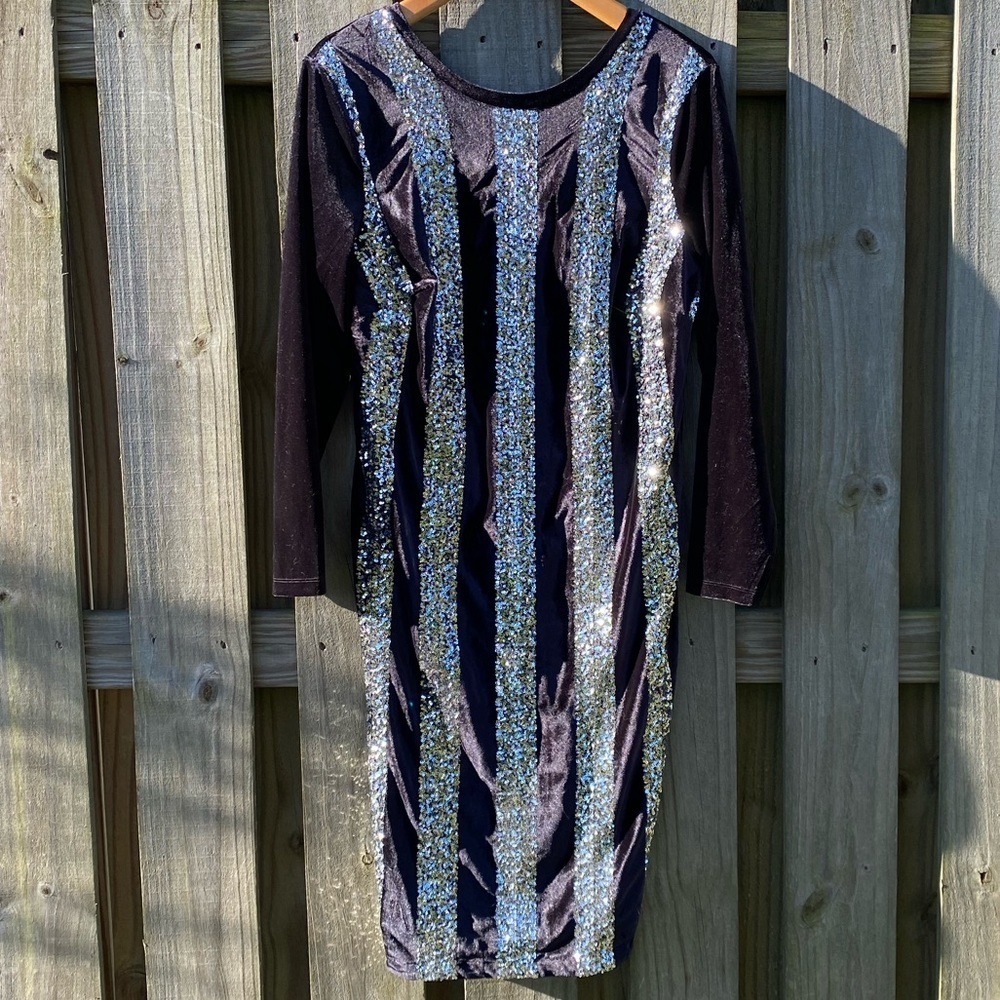 Eloquii EUC Vertical Stripe Column Dress - Picture 2 of 8